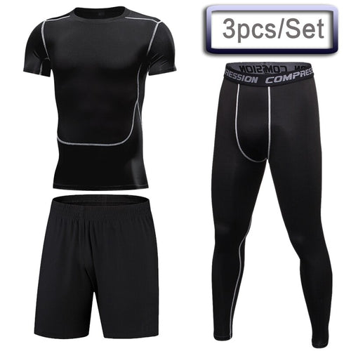 Load image into Gallery viewer, 3 Pcs Outdoor Jogging Sport Suits Men Gym Sportswear Running Track Suits Fitness Body Building Sport Outwear Clothing Suit Male
