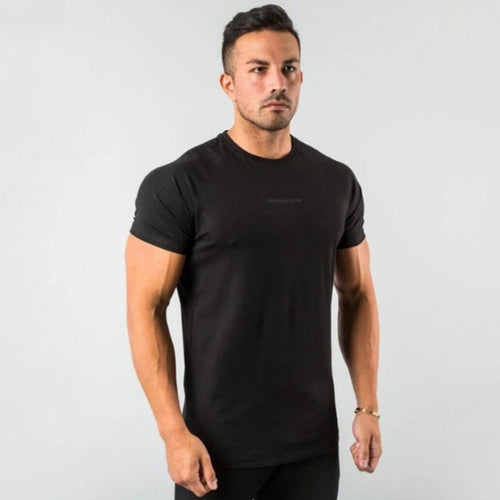 Load image into Gallery viewer, Gym Cotton T-shirt Men Fitness Workout Slim Short Sleeve Shirt Male Bodybuilding Sport Training Tee Tops Summer Casual Clothing
