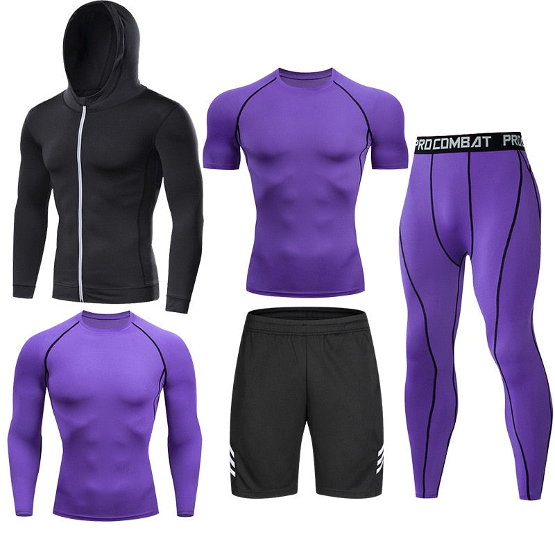 Men's Compression Running Set Football Basketball Cycling Fitness Sport Wear Kits Teenager Tight Breathable Tracksuits Jersey