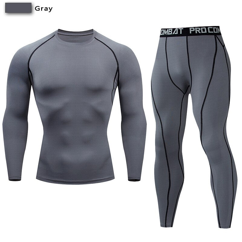 Men's Compression Sportswear Suit GYM Tight Clothes Yoga Sets Workout Jogging MMA Fitness Clothing Tracksuit Pants Sporting