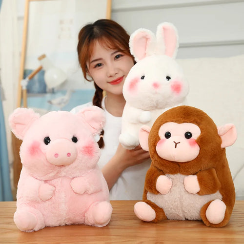 Load image into Gallery viewer, 18/40cm Cartoon  Anime Family Cow&amp;Penguin&amp;Elephant&amp;Pig&amp;Rabbit Plush Toys for Children Stuffed Doll Baby Appease Toys Xmas Gifts
