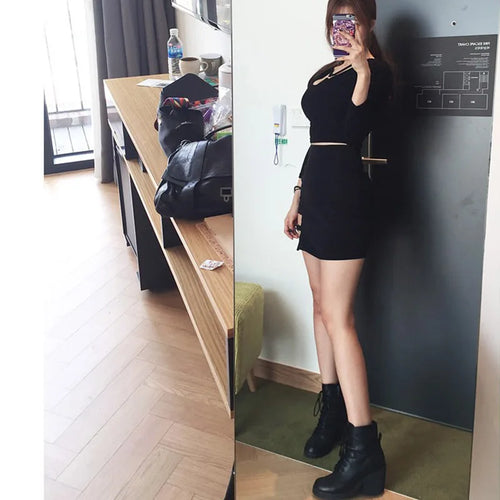 Load image into Gallery viewer, Korean Style Black Package Hip Skirts Irregular Hem Pencil Micro Mini Skirt Sexy Slim Women Party Skirts
