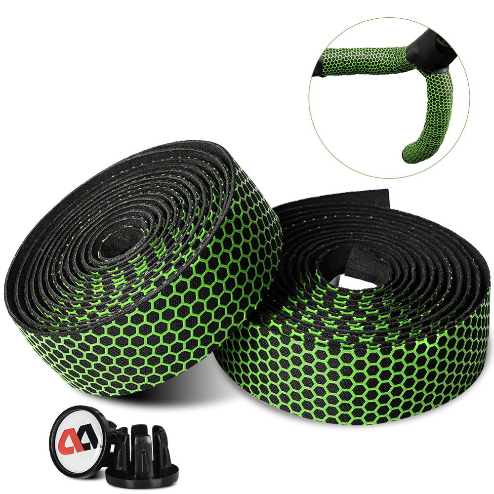 Bike Handlebar Tape Road Bicycle Anti-slip Silica Gel EVA Shock Absorption Handle Bar Tape Cycling Wrap End Plug