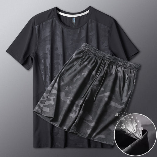 Load image into Gallery viewer, Men&#39;s Ice Silk T-shirt Shorts Breathable Stretch Quick Dry Short Sleeve Leisure Fitness Golf Football Basketball Cycling Sports
