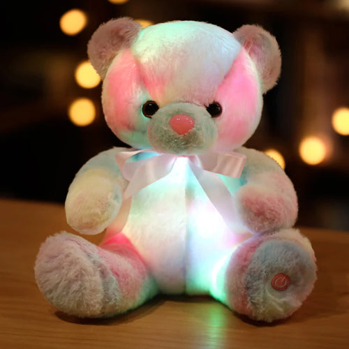 Load image into Gallery viewer, New 28cm Glowing Teddy Bear Plush Toys Colorful Luminous Light Up Stuffed Animal Soft Doll LED Pillow Christmas Gift for Kids
