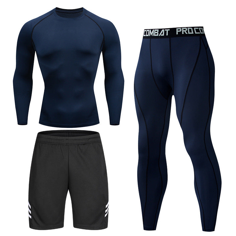 Tight Sportswear Men's Compression Sport Clothing Suit Gym Leggings Tshirt Rashguard MMA Male Shirts Fitness Sweatshirt Sets