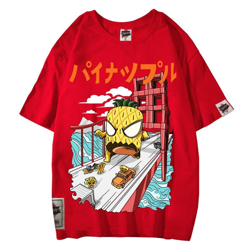 Load image into Gallery viewer, Men Pineapple Hip Hop T Shirt Japanese Harajuku attack Monster T-Shirt Streetwear Summer Tops Tees Cotton Tshirt Oversized
