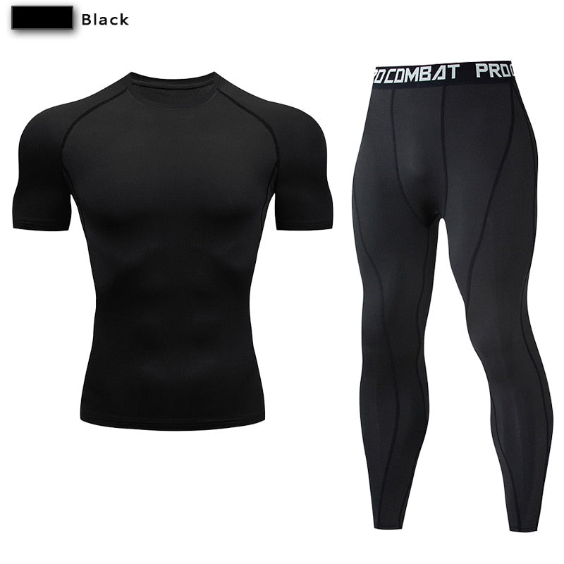 Men's Compression Sportswear Suit GYM Tight Clothes Yoga Sets Workout Jogging MMA Fitness Clothing Tracksuit Pants Sporting