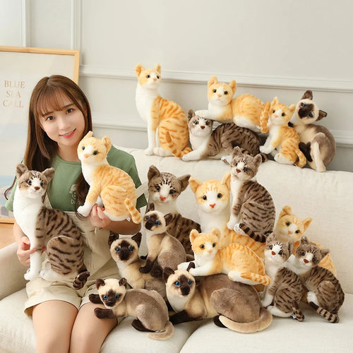 Load image into Gallery viewer, Simulation American Shorthair Cat Plush Stuffed lifelike Plush Siamese cat Animals Doll Toys For Children Pet Toy Decoration
