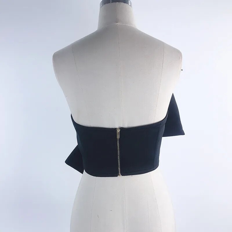 Solid Color Patchwork Big Bowknot Vest For Women Off Shoulder Sleeveless Tube Top Vests Female Summer Fashion