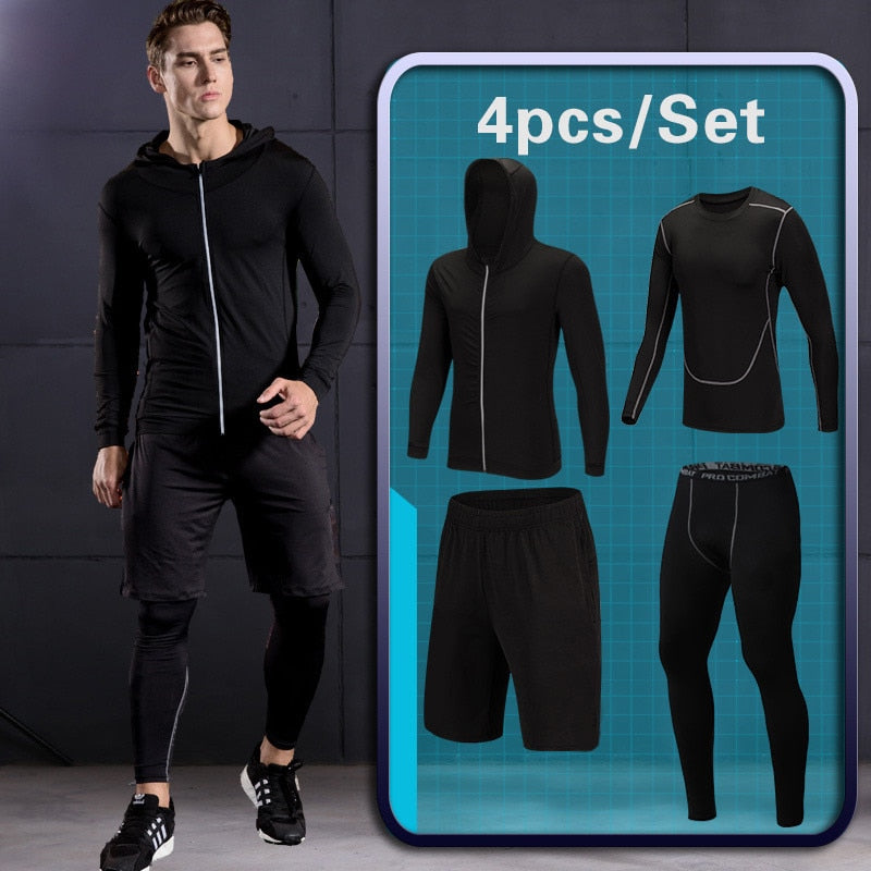 Men's Sports Suit Compression Tracksuit Fitness Gym Clothes For Jogging Sets Running Sportwear Training Exercise Workout Tights