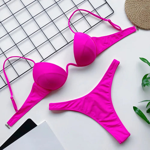 Load image into Gallery viewer, 8 colors Halter Bikini Women Swimwear Push Up Bikini Set Swim Suit Bandeau Swimsuit Women Beachwear Sexy Bathing Suit
