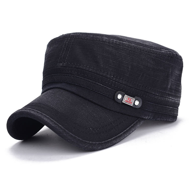 Men Military Hat Vintage Cap Spring Summer Solid Flat Top Cotton Solid Sunhat Adjustable Women Sports Denim Cap Hip Hop Dad Hat