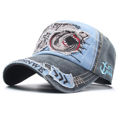 Load image into Gallery viewer, Shark baseball Embroideredhat New Man Bone Solid Animal Cartoon Cotton Baseballs Female Stretch
