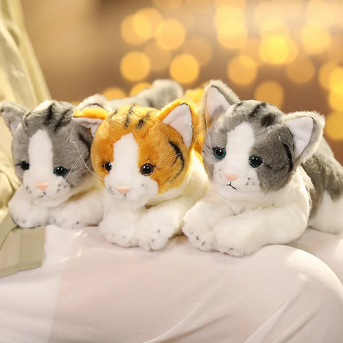 Load image into Gallery viewer, 32cm Cartoon Anime Appease Dolls Kawaii Real life Doll Yellow&amp;Grey Simulation Cat Plush Toy Birthday Gifts for Children Baby
