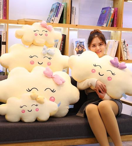 Giant New Style Kawaii Cloud Plush Pillow Soft Cushion Lovey Smile Cloud Stuffed Plush Toys For Children Baby Kids Girl Gift