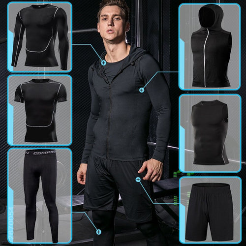 Load image into Gallery viewer, Men&#39;s Tracksuit Compression Sports Suit Gym Fitness Clothes Running Jogging Sportwear Training Exercise Workout Tight Dry Fit
