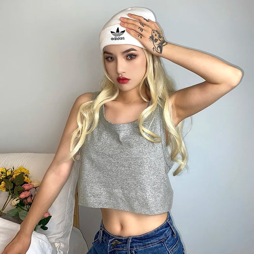 Load image into Gallery viewer, Casual Solid Ribbed Cropped Tank Top Women Fashion Loose White Summer Tops Vest Sleeveless Crop Top Clothes 2022 New
