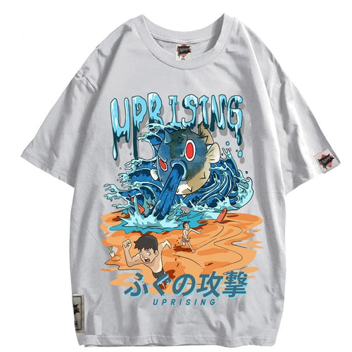 Load image into Gallery viewer, Pufferfish rabbit fish Hip Hop T Shirt Japanese Harajuku attack Monster Streetwear Summer Tops Tees Cotton Tshirt Oversized
