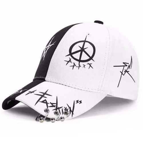 Load image into Gallery viewer, Student Young Men And Women The Spring Summer Sun Hat Cap And White Color Matching Pentagram Graffiti Baseball Cap
