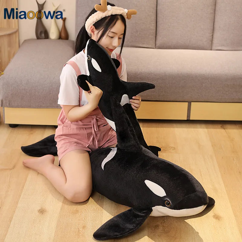 50cm Simulation Killer Whale Plush Toys Stuffed Orcinus Orca Fish Doll Shark Cartoon Soft Sleep Pillow Kids Baby Funny Gift