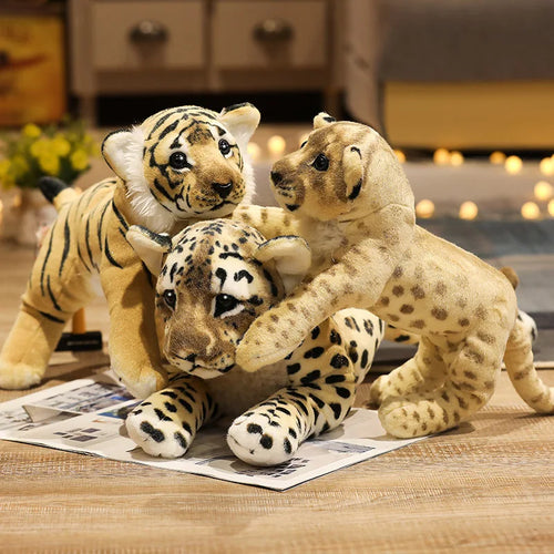 Load image into Gallery viewer, Lovely Simulation Lion Tiger Leopard Plush Toys Cute Stuffed Soft Real Like Animal Toys Child Kids Boys Birthday Decor Gift
