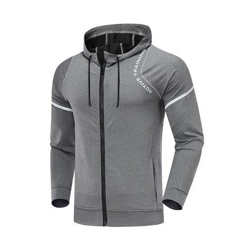 Load image into Gallery viewer, Gym Men Sports Jacket Fitness Long Sleeve Running Elastic Tight Hoodies Zipper Slim Hiking Sweatshirts Male Jogging Hooded Coat
