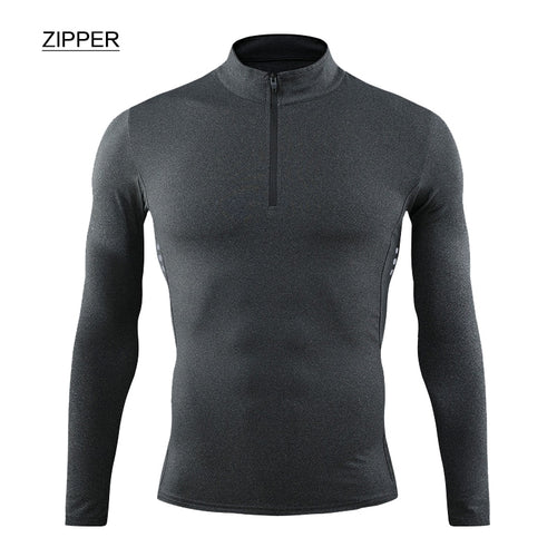 Load image into Gallery viewer, Men Tight Sport T-Shirt Long Sleeve Gym Running Clothing Fitness Compression Sportswear Zip Pullover Hiking Rashgard Sweatshirt
