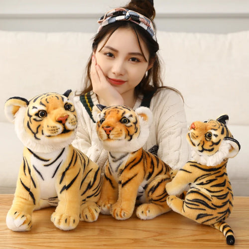 Load image into Gallery viewer, 1pc 23/27/33CM High Quality Kawaii Squatting Tiger Plush Toy Simulation Tiger Soft Doll Christmas Birthday Gifts for Children
