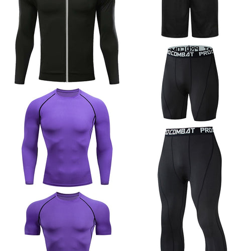 Load image into Gallery viewer, 6 Pcs Set Men Sportswear Compression Sport Suit Quick Dry Running Sets Clothes Sports Joggers Training Gym Fitness Tights
