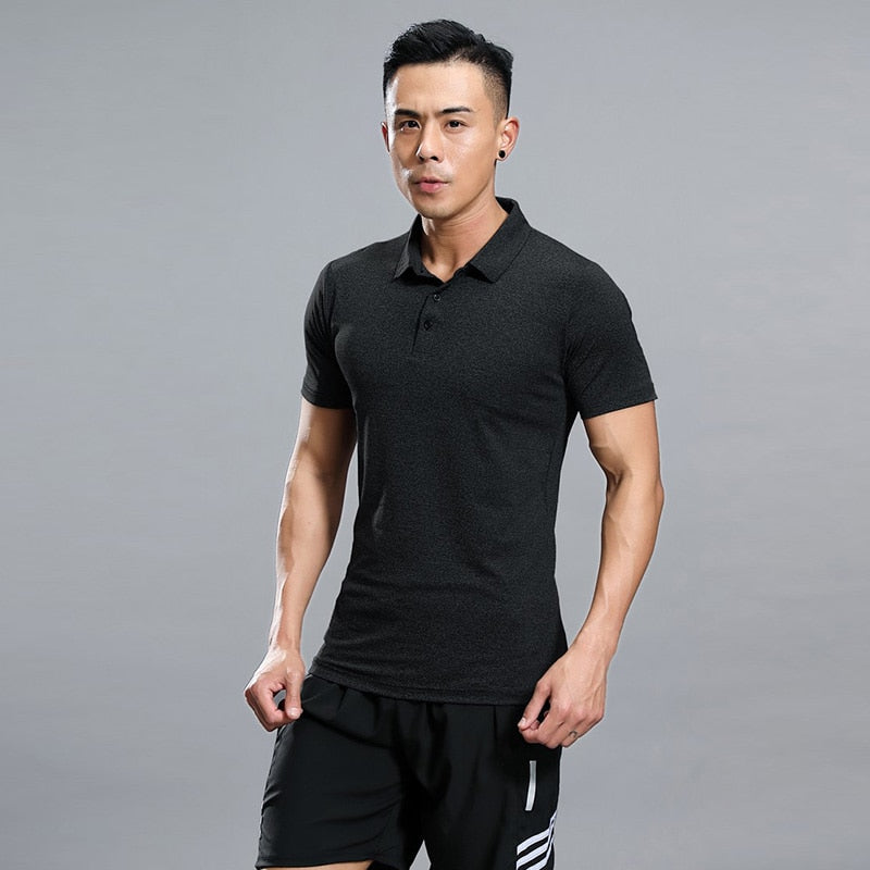 Mens Polo Shirt Short Sleeve Summer Tennis Shirt Quick Dry Sport Clothing Basketball GYM Running Badminton Training T-Shirt