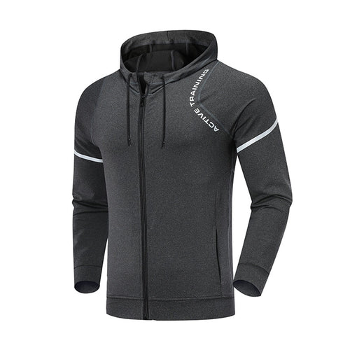 Load image into Gallery viewer, Gym Men Sports Jacket Fitness Long Sleeve Running Elastic Tight Hoodies Zipper Slim Hiking Sweatshirts Male Jogging Hooded Coat
