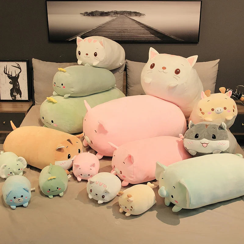 20-85cm Cute Animal Dinosaur Pig Cat Bear Plush Toy Soft Cartoon Panda Hamster Elephant Stuffed Doll Baby Sleep Pillow Kids Gift