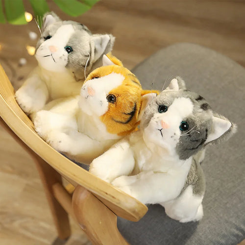 Load image into Gallery viewer, 32cm Cartoon Anime Appease Dolls Kawaii Real life Doll Yellow&amp;Grey Simulation Cat Plush Toy Birthday Gifts for Children Baby
