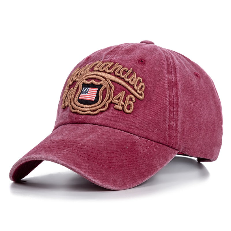 Unisex Washed Cotton Retro Cap 1846 Letter Embroidery Baseball Cap Men And Women Summer Hats