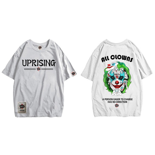 Load image into Gallery viewer, T Shirt Tops Fashion Classic All Hip Hop Print Short O-neck Fun and Games Unique Uprising Not Scary Slavering Fanged Clown T- -
