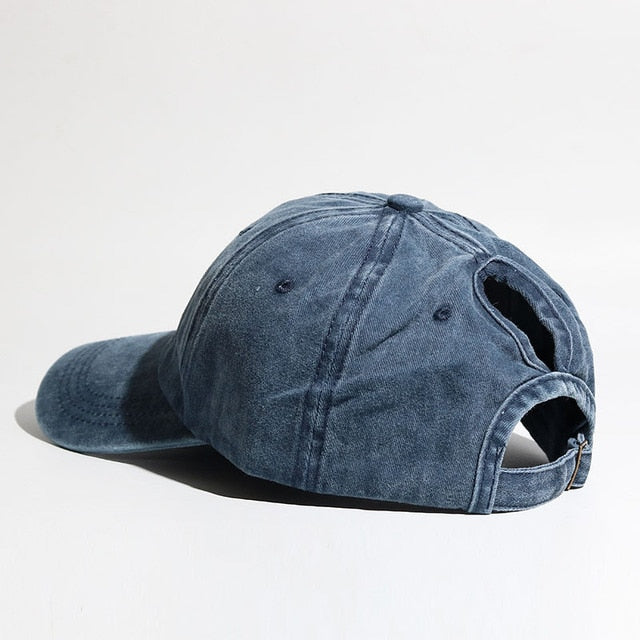 Women Hollow Out Ponytail Baseball Cap Washing Hats Denim Hunting Sunhat Cotton Outdoor Sports Simple Vintag Visor Casual Cap