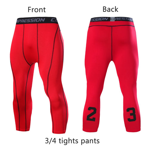 Load image into Gallery viewer, Men&#39;s Running Sport Tights Pants Basketball Cropped Compression Leggings Gym Fitness Sportswear for Male Athletic Trousers
