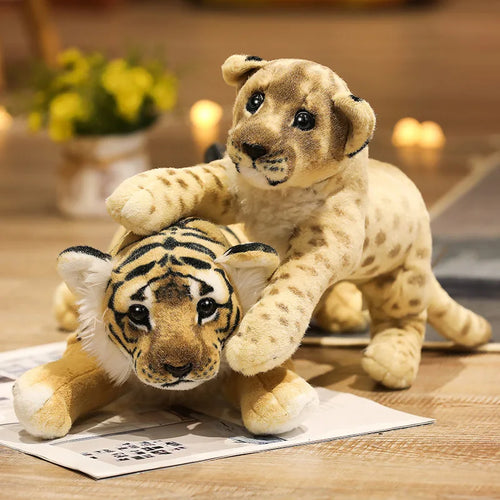 Load image into Gallery viewer, Lovely Simulation Lion Tiger Leopard Plush Toys Cute Stuffed Soft Real Like Animal Toys Child Kids Boys Birthday Decor Gift
