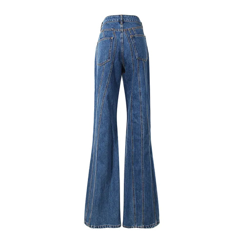 Load image into Gallery viewer, Striped Denim Flare Jeans For Women High Waist Casual Irregular Pants Female Fashion Clothing Autumn
