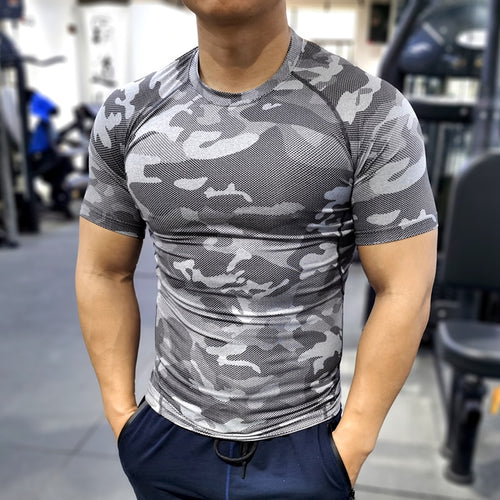 Load image into Gallery viewer, Men Running Compression T-shirt Short Sleeve Sport Tees Gym Fitness Sweatshirt Male Jogging Tracksuit Homme Athletic Shirt Tops
