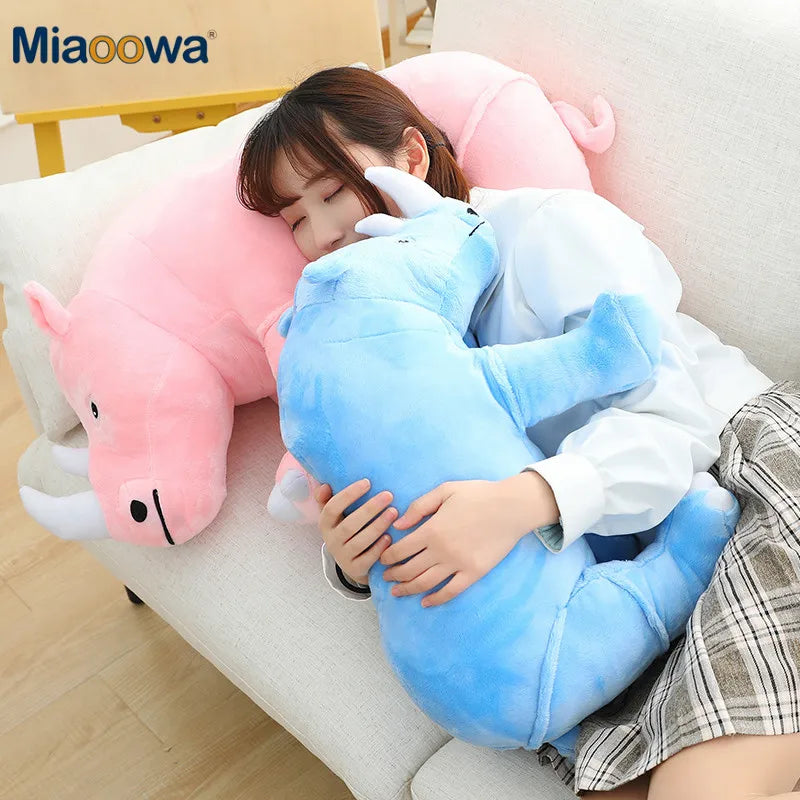 40/60/80cm Giant Plush Rhinoceros Toys Lifelike Stuffed Animal Pillow Zoo Dolls Baby Cushion Kids Appease Toy Girl Birthday Gift