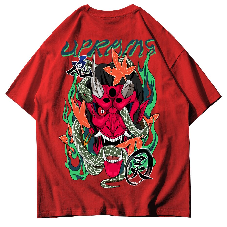 Hip Hop T Shirt Men Snake Ghost T-shirt Harajuku Streetwear Tshirt Cotton Short Sleeve Summer Tops Tee HipHop Back Printed