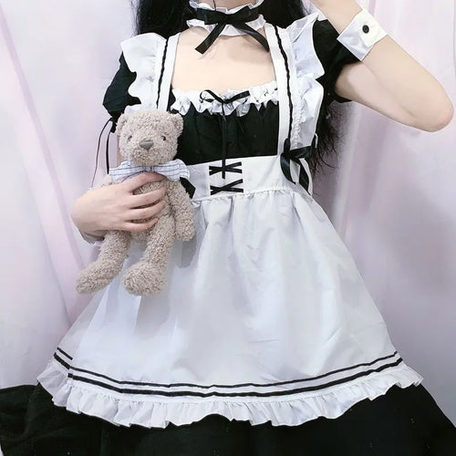 Load image into Gallery viewer, Kawaii Maid Dress Lolita Maid Cosplay Costume Uniform Japanese Cute Milkmaid Sexy Waitress Dress Puff Sleeve Outfit Women
