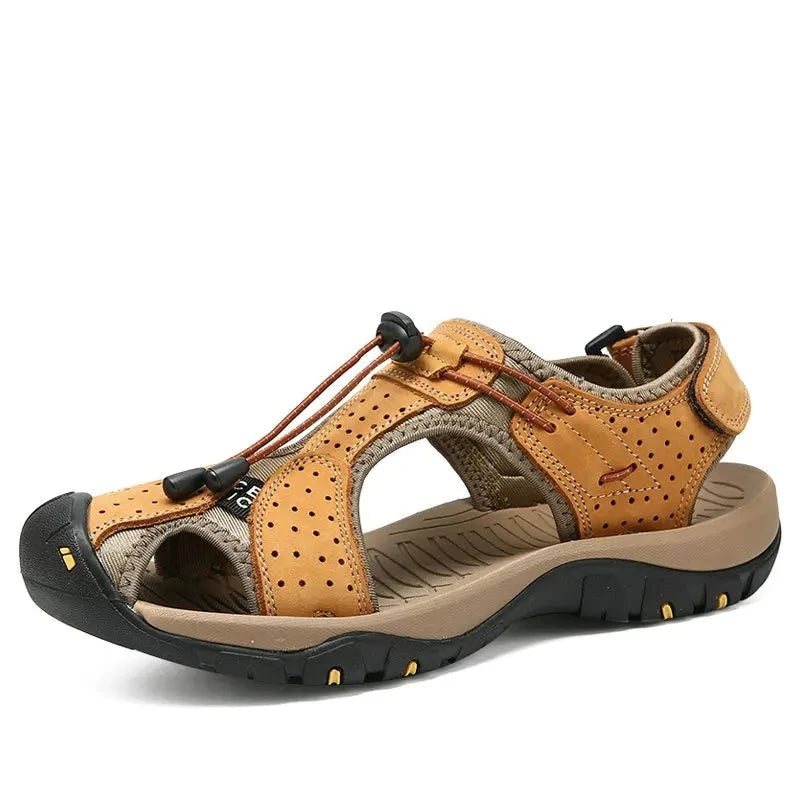 Summer Sandals Men Genuine Leather High Quality Beach Outdoor Sandals Comfortable Soft Footwear Rubber Shoes Size 48 v2