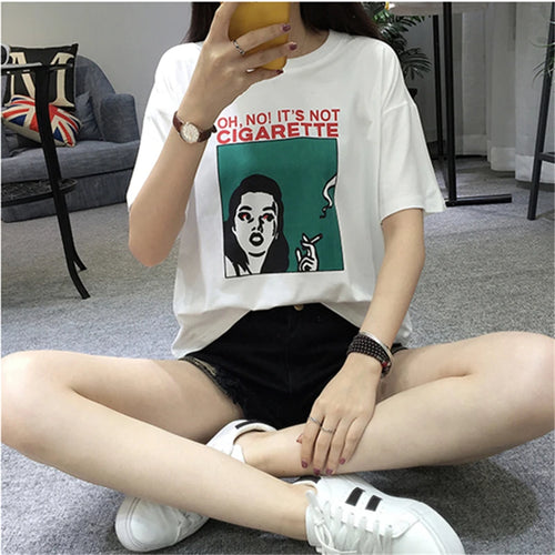 Load image into Gallery viewer, Summer Women&#39;s T-shirts New Harajuku Personality Printed Short-sleeved Students Top Loose Slim White T-shirt Female S-XL
