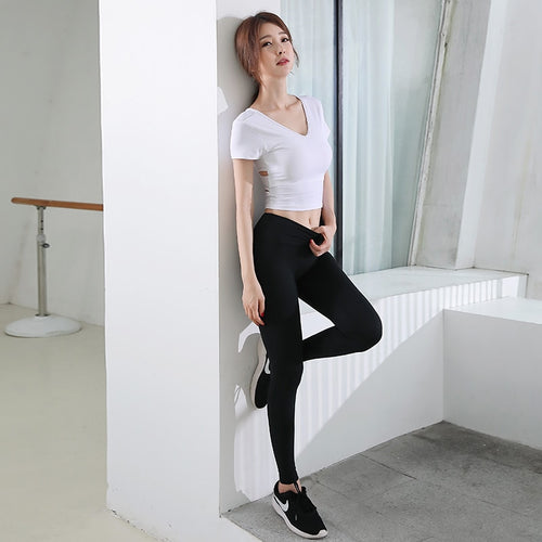 Load image into Gallery viewer, 2 Piece Set Workout Clothes for Women Cropped Shirts Sports and Leggings Set Sports Wear Gym Clothing Athletic Yoga Set
