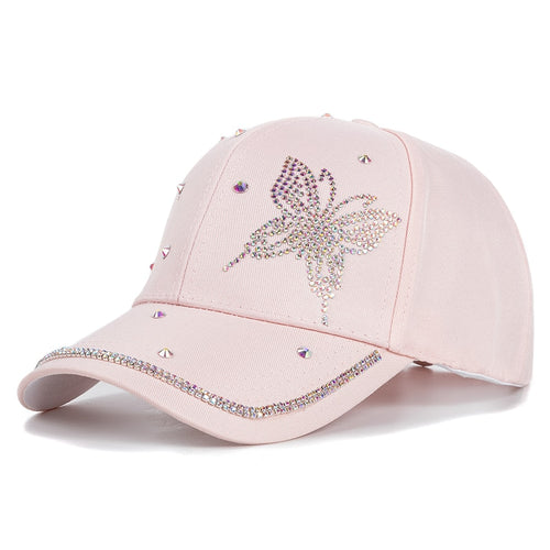 Load image into Gallery viewer, Fashion Women&#39;s Hat Butterfly Star Diamond Baseball Cap Female Outdoor Adjustable Streetwear Cap
