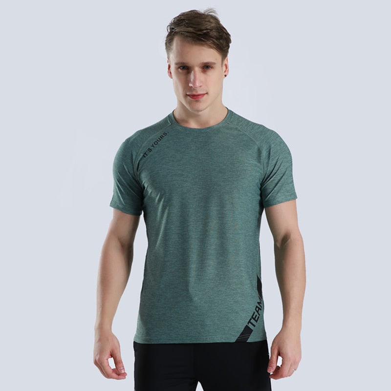 Men Gym Fitness Short Sleeve Top T-Shirt Male Running Sweatshirt  Exercise Jogging Sportswear Compression Sport Clothes Rashgard