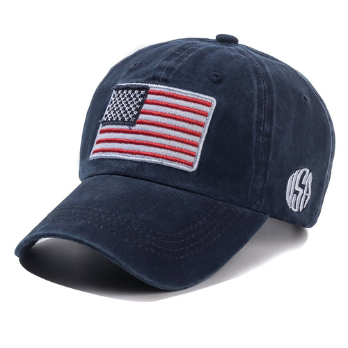 Load image into Gallery viewer, Unisex Washed Cotton Vintage Cap High Quality American Flag Embroidery Baseball Cap Men And Women Outdoor Sports USA Hats
